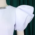 thumbnail image 6 of AURA Plus Size Midi Bodycon Dress Round Neck Ruffle Sleeve Rhinestone Hollow High Waist Elegant Party Dress, 6 of 8