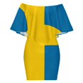 thumbnail image 6 of National Flag Sweden Blue Field Women's Off The Shoulder Ruffles Summer Wedding Guest Loose Casual Party Beach Dress, 6 of 9