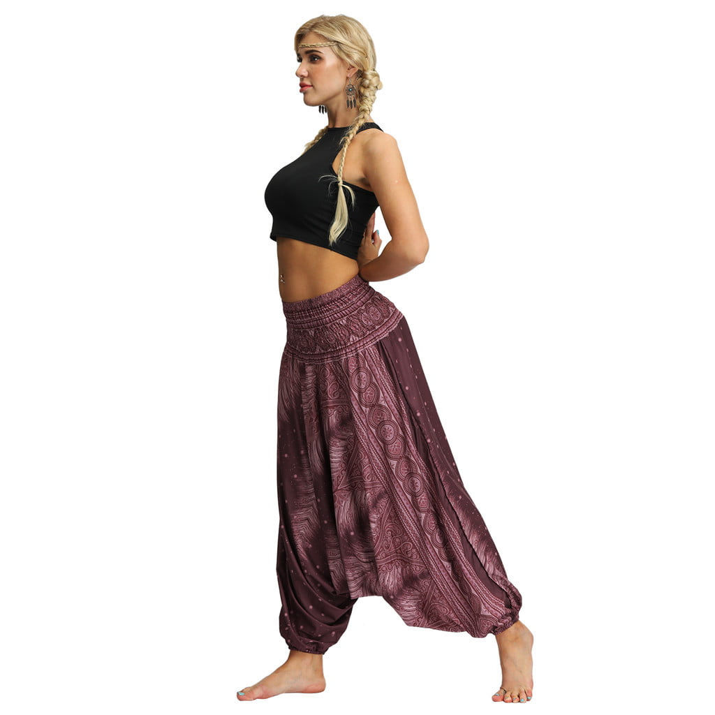YCQUE Men and Women Loose Two Wearing Big Pants Jumpsuit Casual Summer Yoga Trousers Baggy Boho Aladdin Jumpsuit Harem Pants 