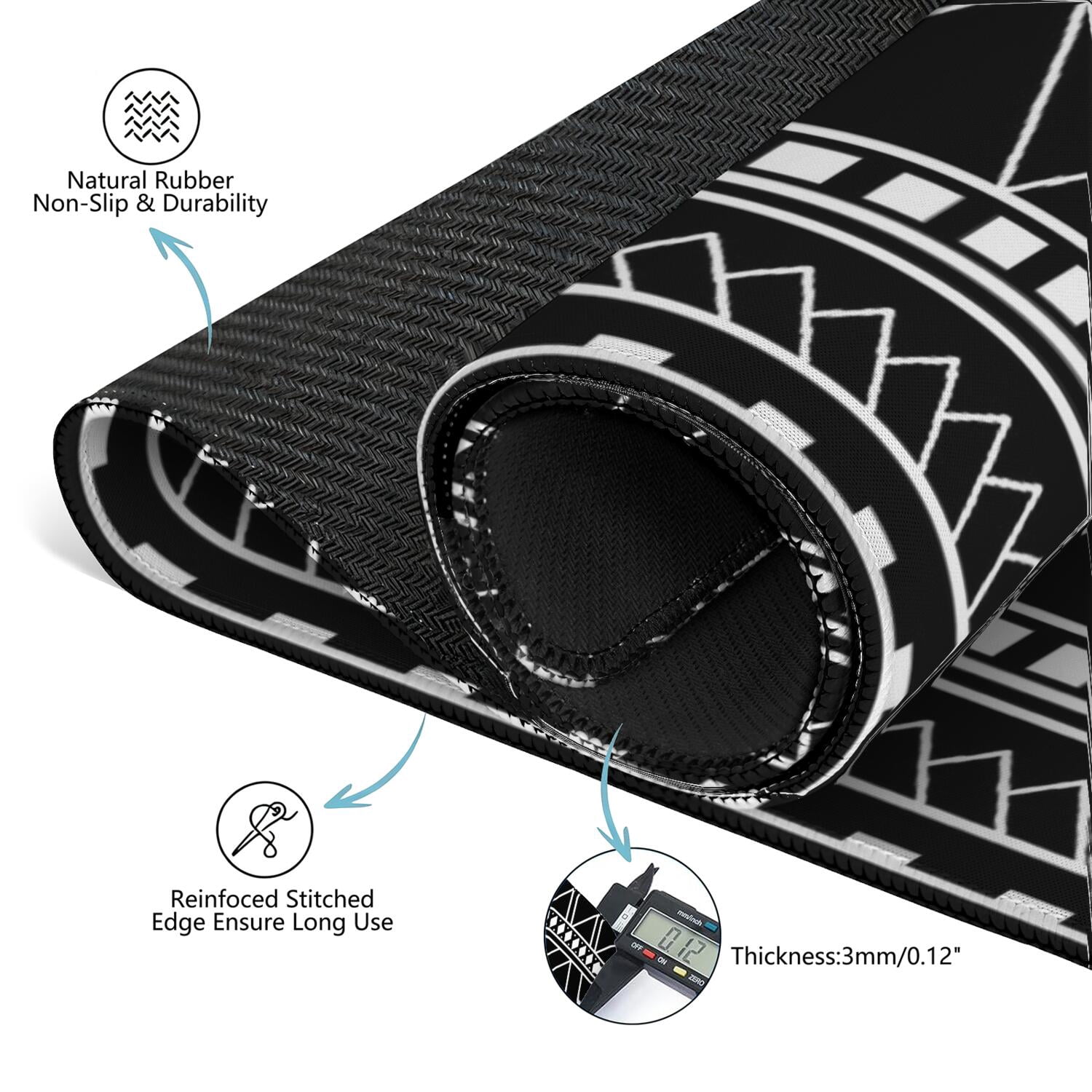 Square Boho Mahjong Mat 31.5x31.5 Inches, Anti-Slip Rubber Game Table Pad with Noise Reduction for Tiles, Multi-Use Mat for Card Games Board Games and Parties