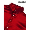 thumbnail image 6 of Spencer Mens Long Sleeve Plain Shirts Casual Dress Shirts Button Down Male Satin Blouses for Wedding Party Formal Business, Size S-2XL, 6 of 8