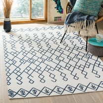 SAFAVIEH Cedar Brook Jamison Geometric Cotton Area Rug, Ivory/Navy, 4' x 6'