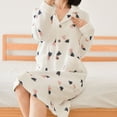 thumbnail image 4 of hotojiny Womens Housecoat Lightweight Fleece Robe Plush Warm Button Down Bathrobe Sleepwear Lounge Nightgown with Pockets, 4 of 5