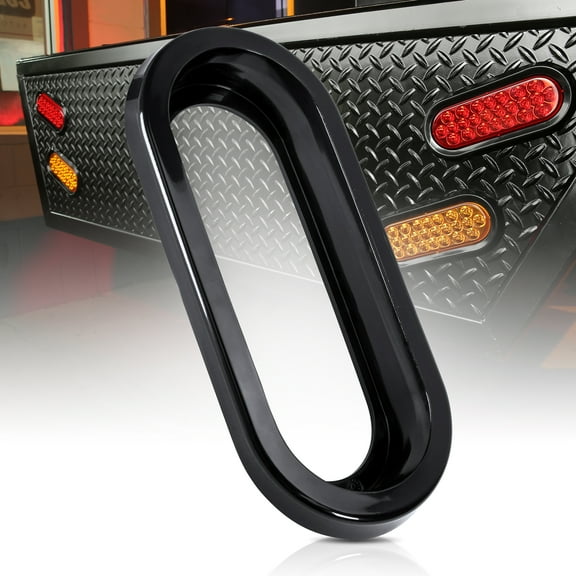 Black Rubber Grommet for Universal 6" Oval/Oblong Taillights [Easy Installation] [Durable Rubber] For Trailers RV Jeep & Trucks