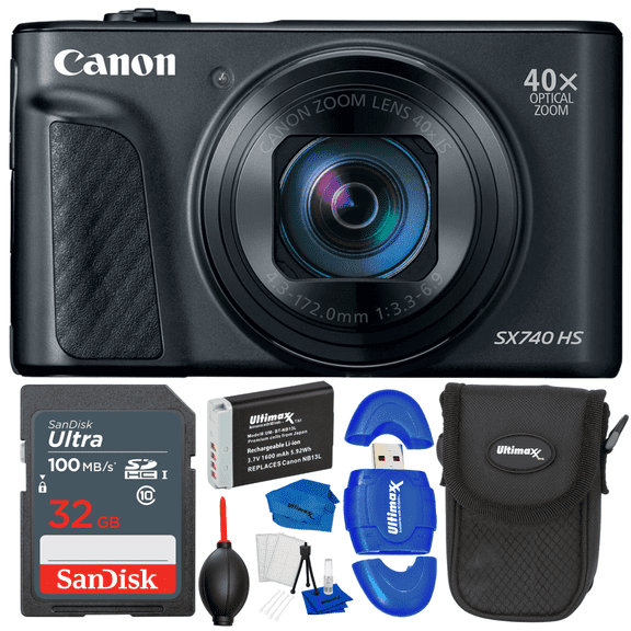 Canon PowerShot SX740 HS International Model (Black) Accesory Bundle