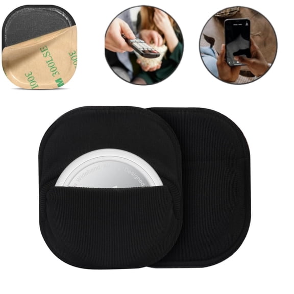 Airtag Holder Sticky Pouch,Hidden & Protective Sleeve for Luggage,Portable Adhesive Mount Air tag Case for Suitcase,TV Remote,2Pack