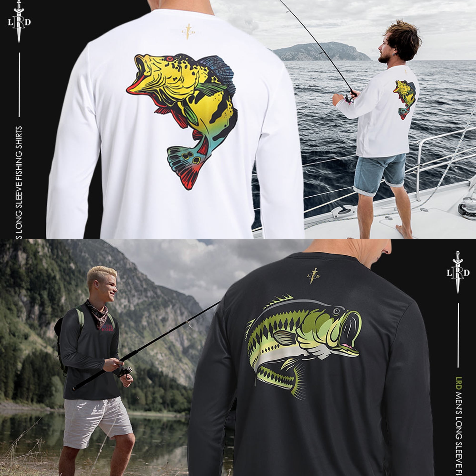 LRD Fishing Shirts for Men Long Sleeve UPF 50 Sun Protection