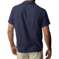 thumbnail image 4 of Outfmvch Chemises à Manches Longues pour Hommes Chemise Décontractée Mode Poche Chemise Simple Chemise en Coton et Lin Manches Courtes Hauts pour Femmes Bleu Foncé, 4 of 8