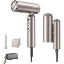 Dreame Pocket Hair Dryer - Ultra Lightweight Blow Dryer with 2 Styling Attachments, Fast Drying, High-Speed Brushless Motor, 300M Negative Ions, Low Noise, Portable for Home & Domestic Travel & Gym