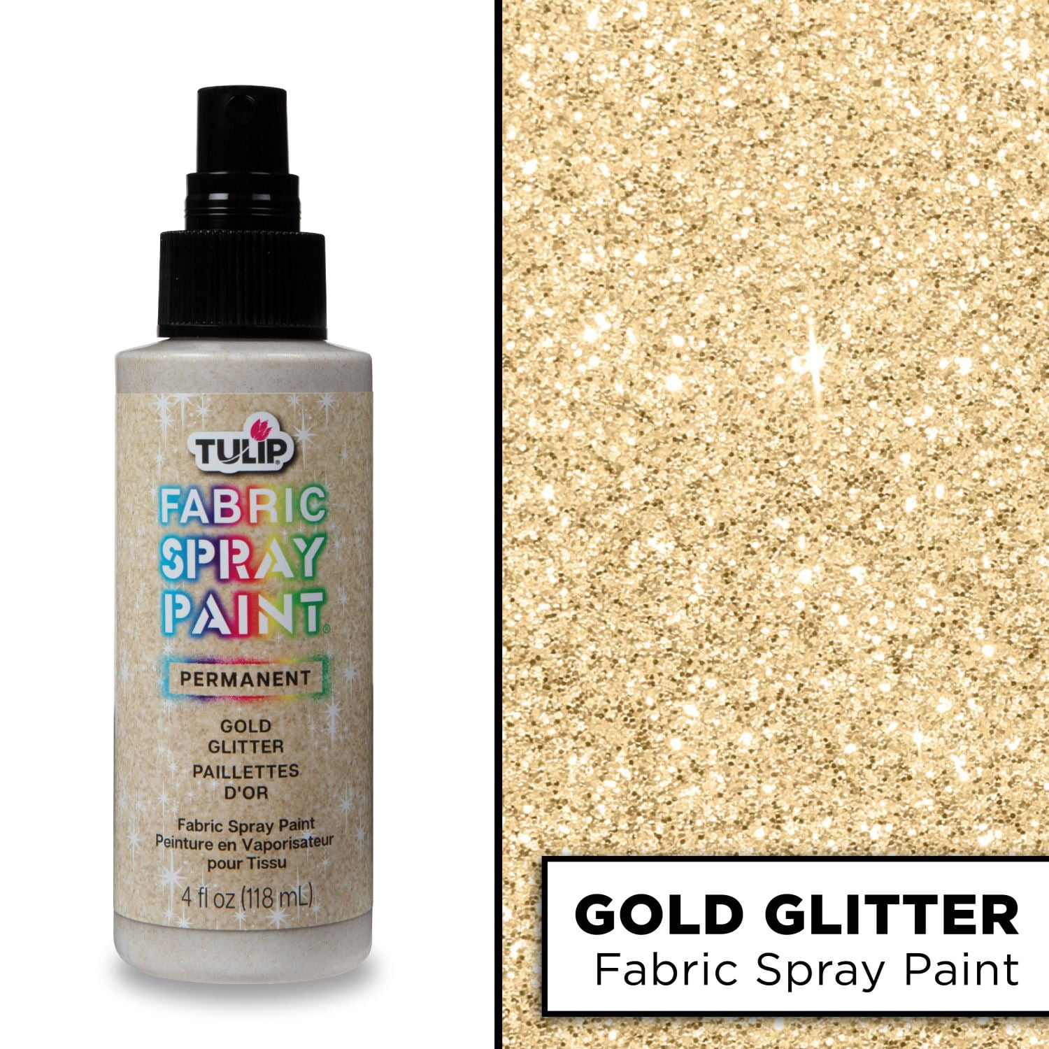 Tulip Fabric Paint, Permanent Spray on Paint, 4 fl oz Glittering Gold