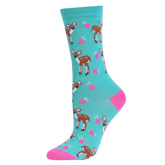 Women's Comfort Novelty Crew Socks, Deer, 1 Pair