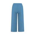 thumbnail image 5 of ABATAB Capri Pants for Women Wide Leg Casual Beach Capris Cotton Linen Summer Lounge Travel Cropped Trousers with Pockets, 5 of 7