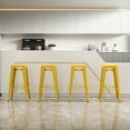 thumbnail image 3 of Basicwise 30-inch Backless Metal Bar Stool Stackable Heavy-Duty Counter-Height Chair for Home Bars Patios Kitchen Islands Cafes Restaurants Bistros and Dining Areas for Indoor & Outdoor Use, Yellow, 3 of 6