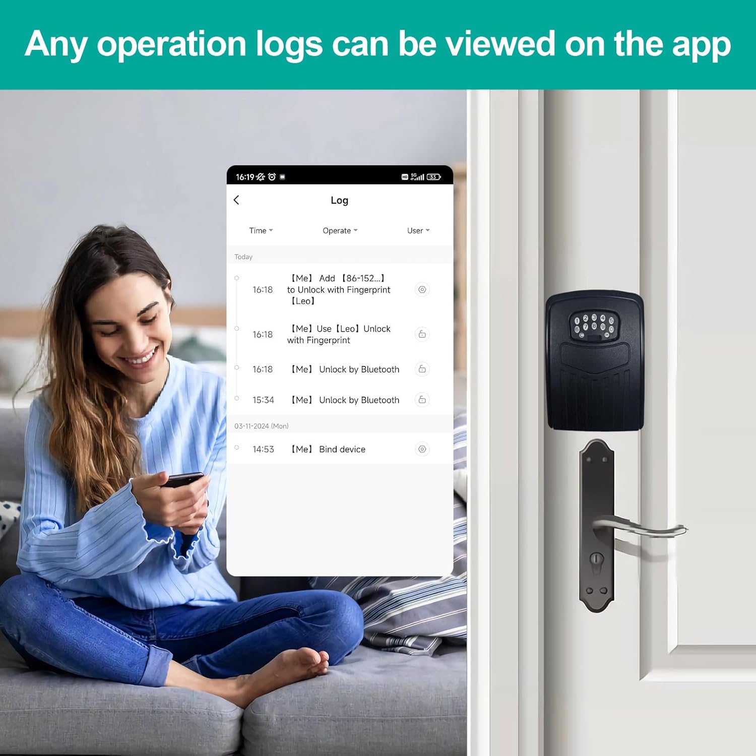 Smart Key Lock Box with WiFi, Remote Control Key Safe for Outdoor Use