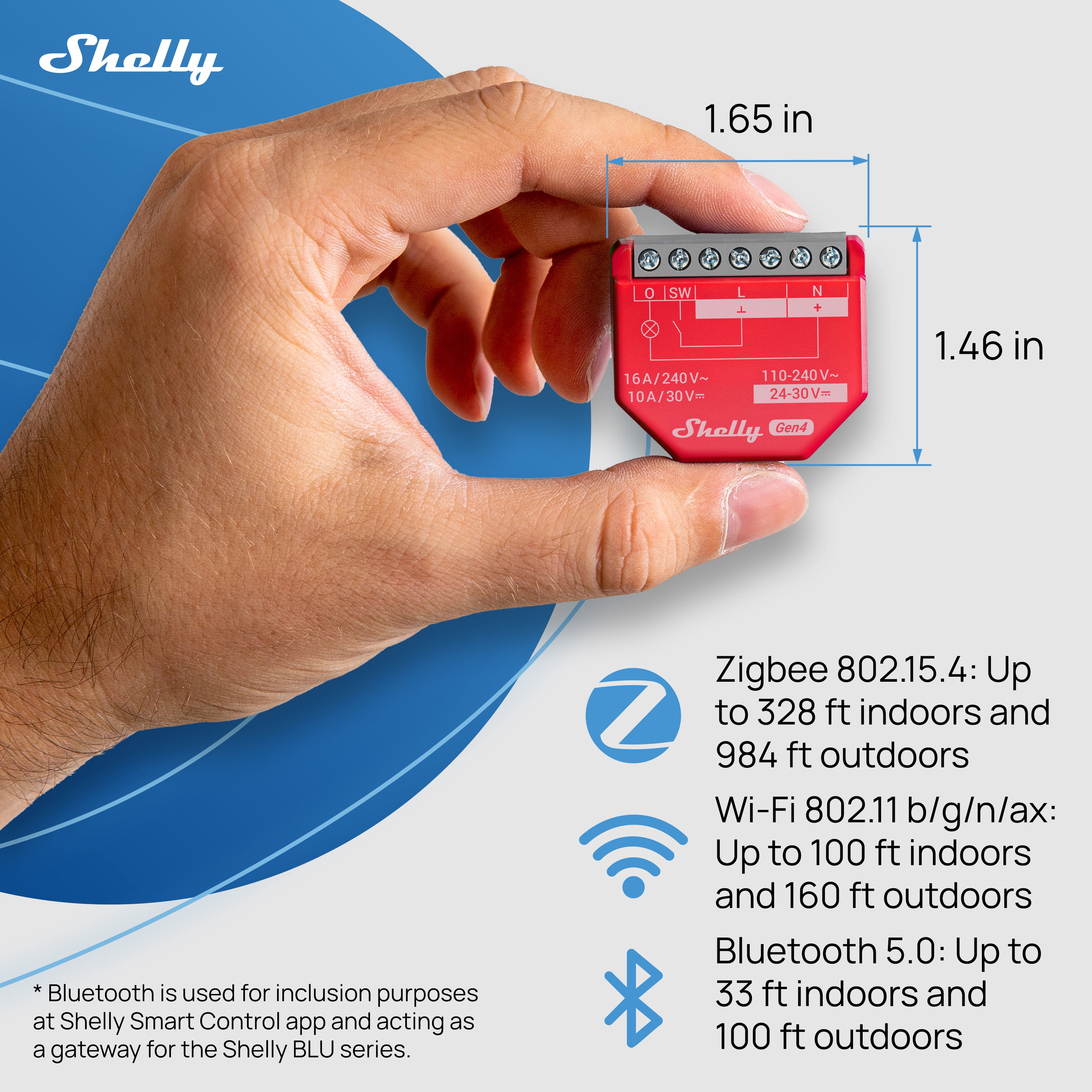 Shelly 1PM Gen4 | Wi-Fi, Zigbee, Matter Smart Relay Switch with Power Metering, 1-Channel 16A | Home Automation | Alexa, Google Home, Apple HomeKit Compatible | iOS Android App | No Hub