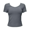 thumbnail image 7 of V Neck Tops For Women Summer Short Sleeve Casual Slim Fitted Tees Solid Basic Ribbed T Shirts, 7 of 7
