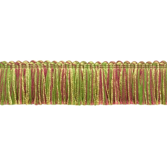 1 3/4" (4cm) Marquise Collection Brush Fringe Trim # 0175MRQB,, Fruit Medley Green #P77 (Yellow Green, Light Gold, Pink Red) Sold By The Yard (36"/3 ft/0.9m)