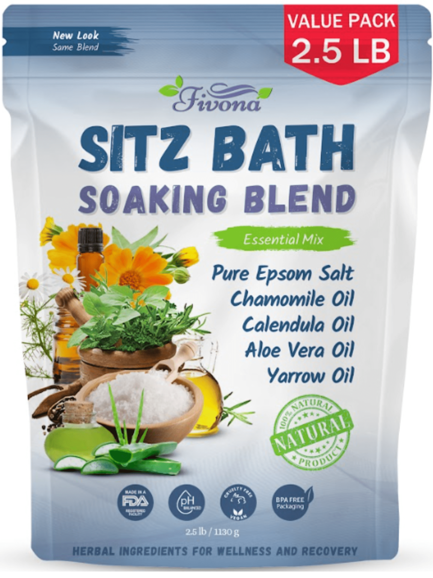 Sitz Bath Salts 40oz for Hemorrhoids and Postpartum Care Natural Epsom