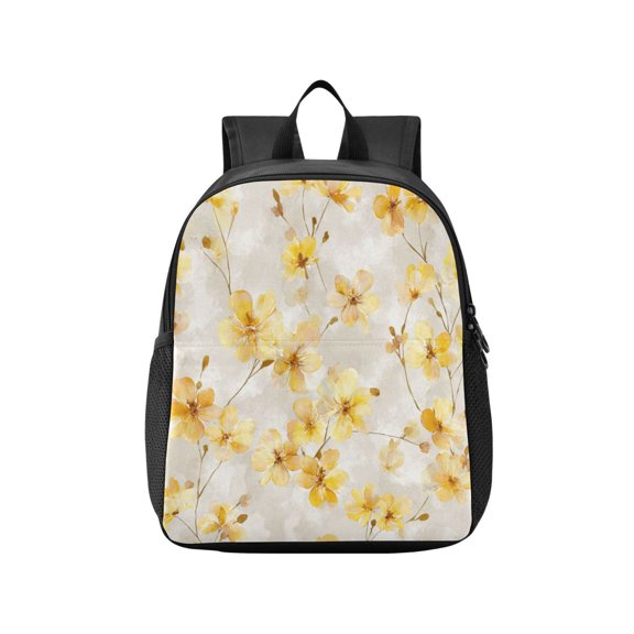 Toddler Backpack Cream Yellow Watercolor Floral Waterproof Lightweight Backpack Casual Mini Daypack for Daycare & Travel