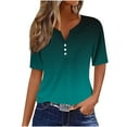 thumbnail image 3 of CFLVAEK Plus Size Womens Tshirt 3x Casual Short Sleeve Tshirts Loose Fit Button V Neck T Shirts Fashion Gradient Graphic Tees Green XXL, 3 of 6