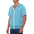 thumbnail image 4 of INSPIRAR CHIC Sudaderas de Manga Corta para Hombre con Capucha, Chaquetas con Cremallera de Color Sólido, Azul Claro M, 4 of 4
