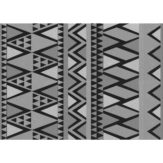 Ahgly Company Indoor Rectangle Patterned Black Eel Black Area Rugs, 5' x 8'