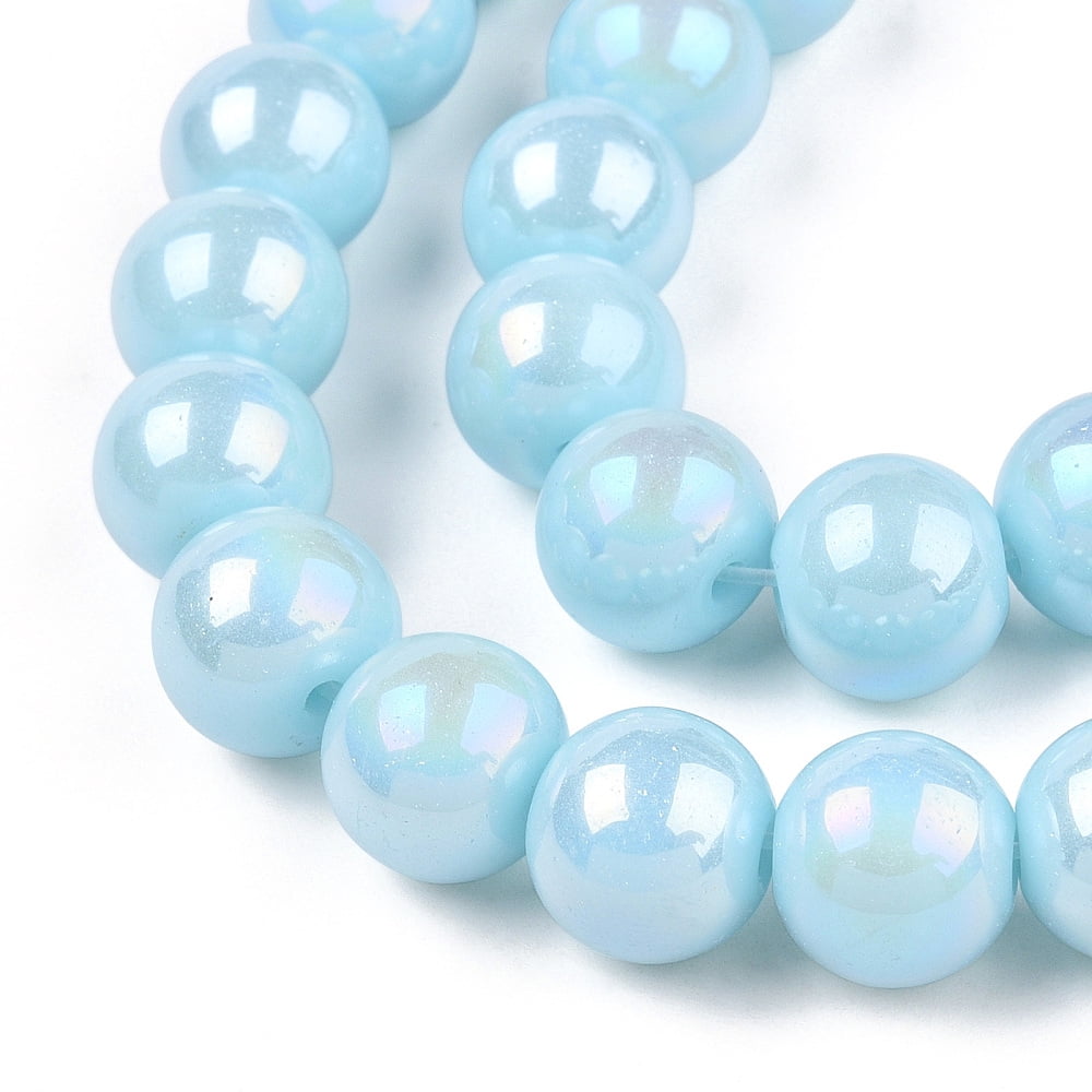 20strands Electroplate Opaque Glass Beads Strands AB color Round Light Blue 9.5~10mm Hole: 1.5mm about 40~42pcs/strand 14.76~15.12 inch(37.5~38.4cm)