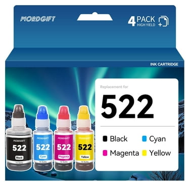522 T522 Ink Bottle Refill replacement with Epson 522 Ink T522 EcoTank ET-2720, ET-4700, ET-2800, ET-2803, ET-4800, Printers Ink Multipack（Black Cyan Magenta Yellow）