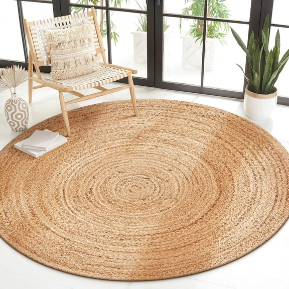 Savi Home Jute Braided Round Area Rug Handwoven Reversible Natural 3 ft
