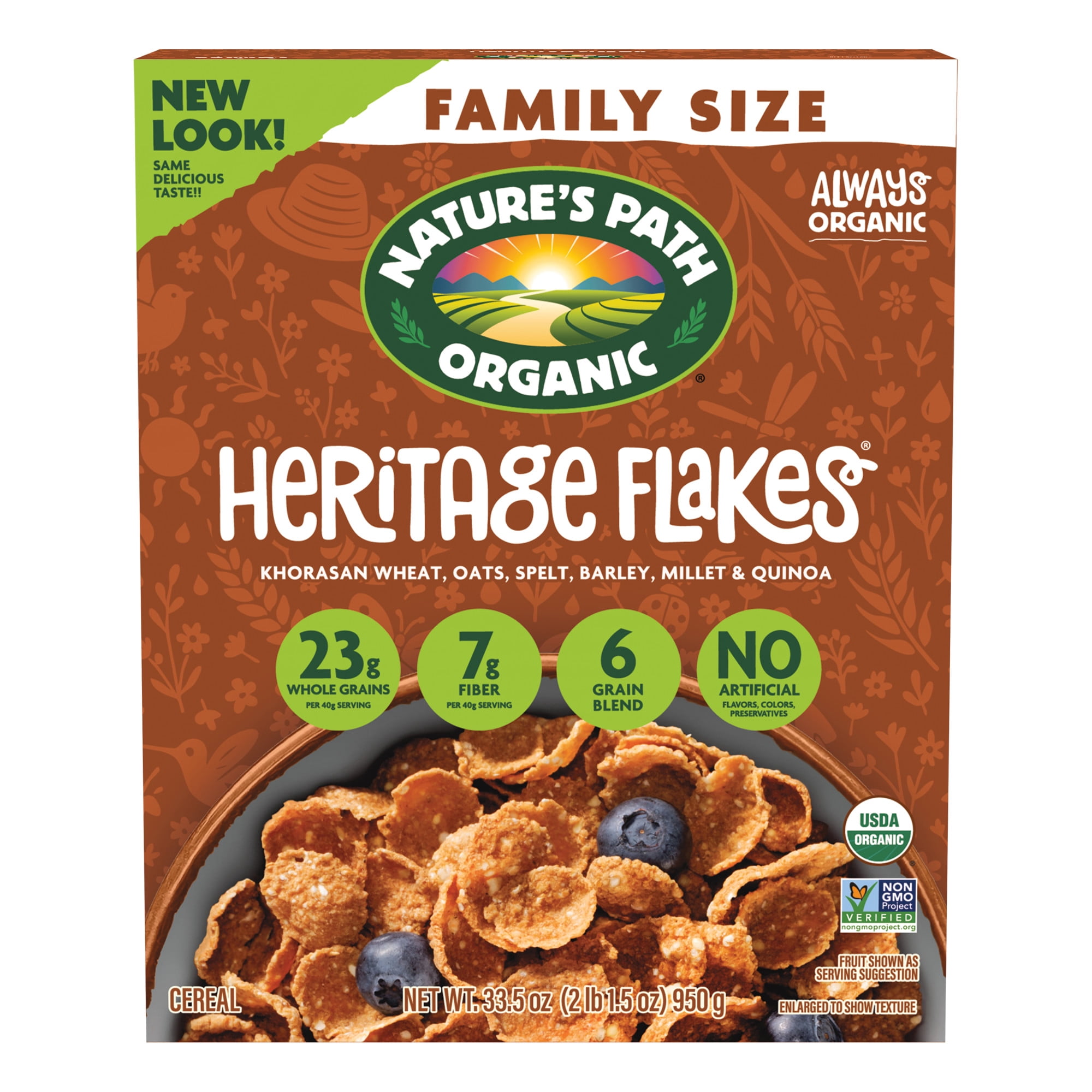 (4 pack) Nature's Path Organic Breakfast Cereal, Heritage Flakes®, 33.5oz Box