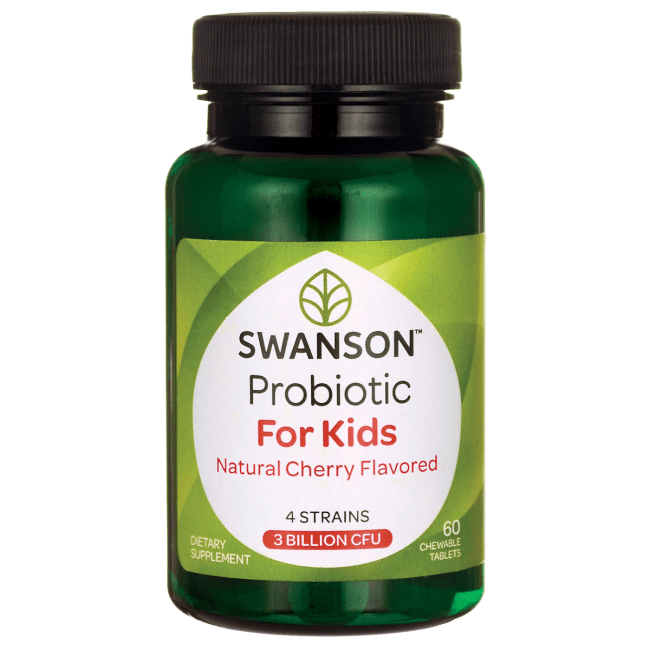 Swanson Probiotic for Kids - Natural Cherry Flavored 3 Billion Cfu 60 Chwbls