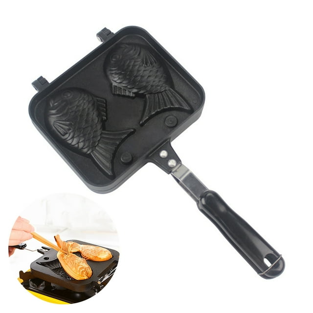 Coofit Gaufrier Moule Double Poisson Antiadhésif Long Poignée Gaufrier Moule à Gâteau