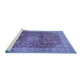 thumbnail image 2 of Ahgly Company Machine Washable Indoor Round Medallion Blue Traditional Area Rugs, 7' Round, 2 of 4
