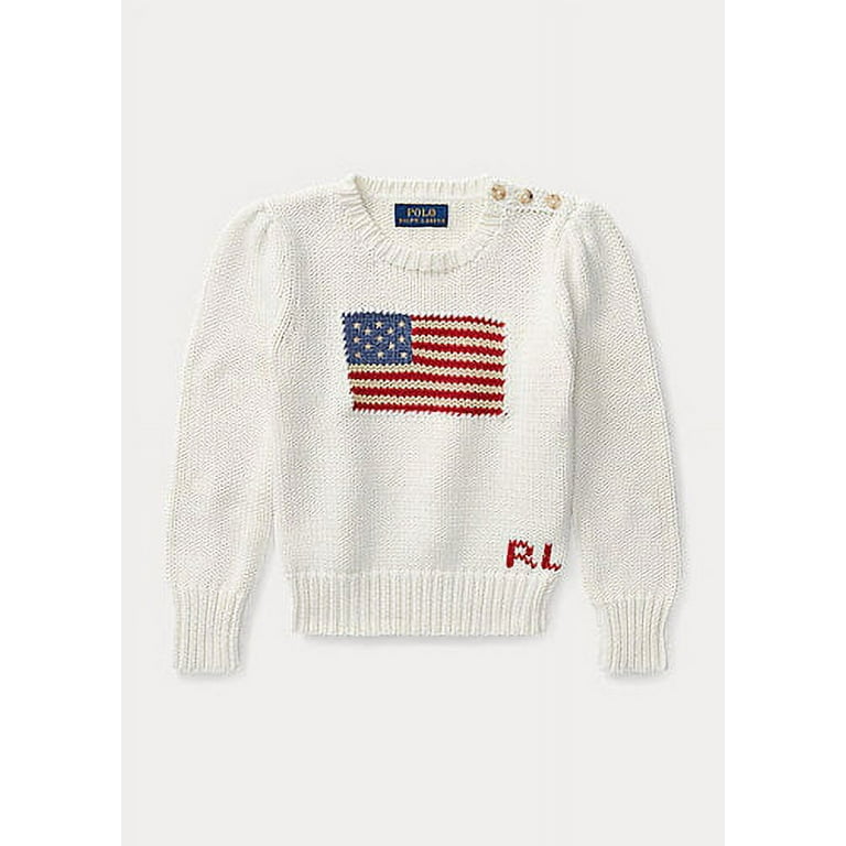 Ralph Lauren ESSEX CREAM Girls American Flag Knit Cotton
