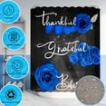 thumbnail image 4 of 4Pcs Blue Rose Shower Curtain Set, Thankful Grateful Blessed Bathroom Curtain with Non-Slip Rug, Toilet Lid Cover, Bath Mat and 12 Hooks, Romantic Royal Blue Floral Wedding Decor for Bath, 72 x 72 in, 4 of 5