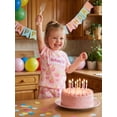 thumbnail image 4 of BemeyourBBs Toddler Baby Girl Birthday Outfits 1st 2nd 3rd Years Old Birthday Summer Clothes Letter Embroidery Crew Neck Short Sleeve T Shirt Tops and Elastic Waist Shorts Set, 4 of 9