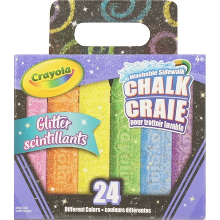 Crayola Washable Sidewalk Chalk, Glitter, 24 Count