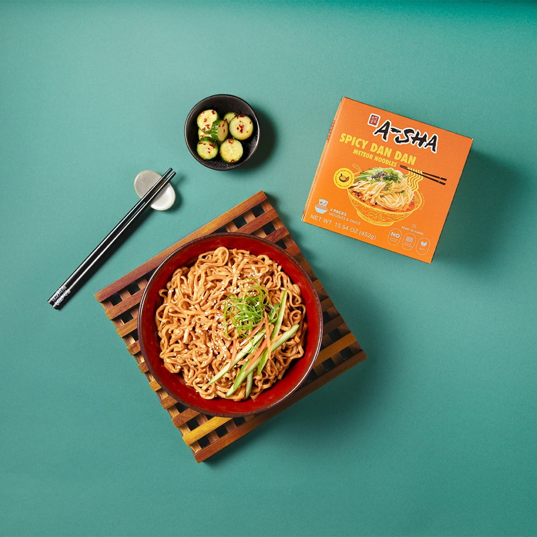 A-Sha Spicy Dan Dan Meteor Noodle Box 4 Pack
