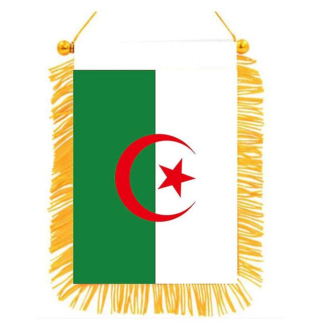 Bandera nacional de Argelia de doble cara de 10 x 15 cm, bandera alta, mini bandera nacional colgante de tela opaca impresa de doble cara