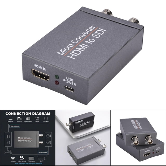 1080P a SDI Converter Audio Embedder Admite 2.970 / s Piezas de detección de automático para tabletas de videocámara de cámara Gris Yotijar Convertidor HDMI a SDI