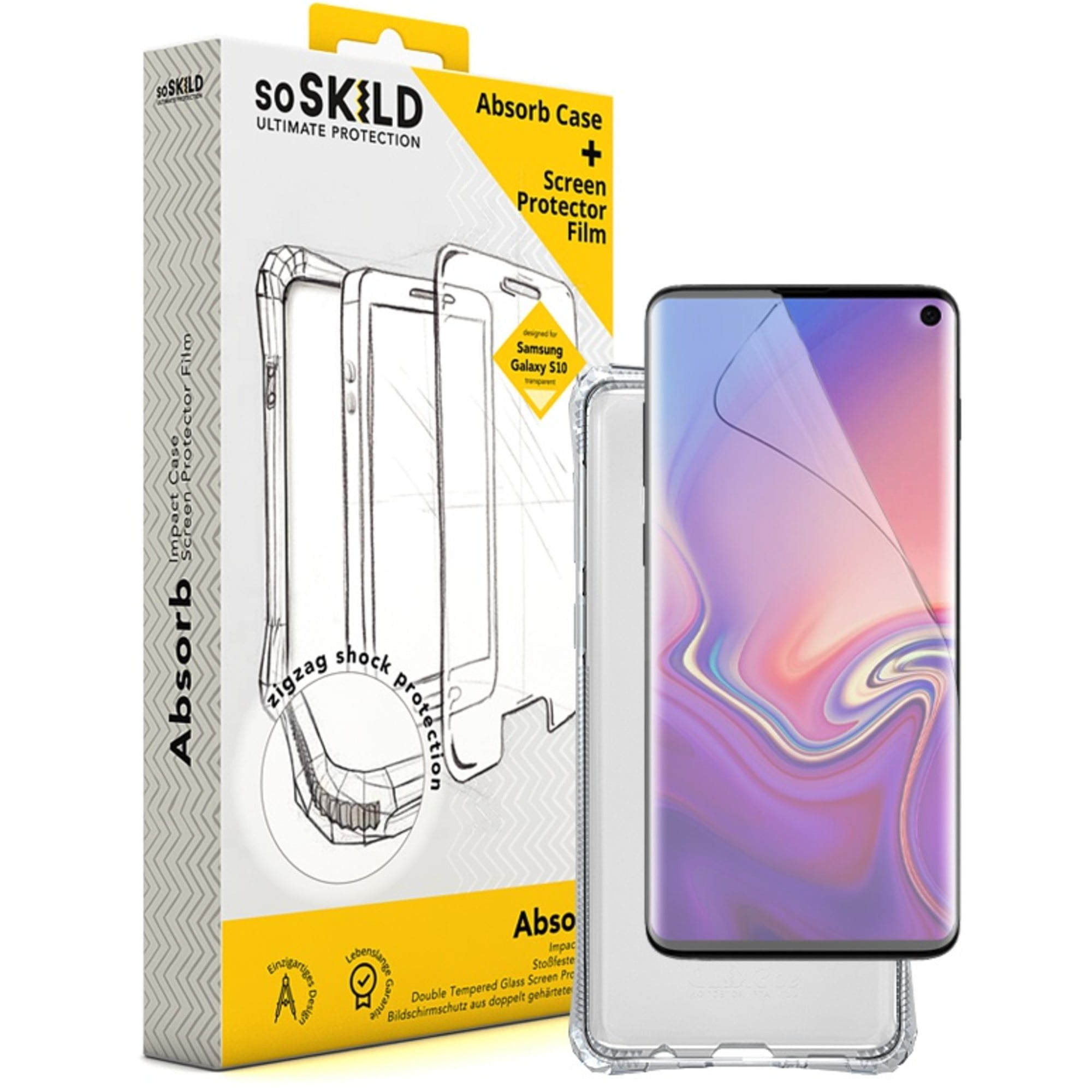 SOSKILD Mobile Case Absorb 2.0 Impact Case for Samsung Galaxy S10 Screen Protector - Transparent - Walmart.com - Walmart.com