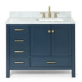 thumbnail image 2 of Ariel Cambridge 43 In. Right Offset Rectangle Single Sink Vanity With Carrara White Marble 0.75 In Countertop In Midnight Blue, 2 of 10