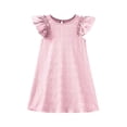 thumbnail image 2 of Cethrio Kids Girls Summer Dresses, Flutter Sleeve Party Mid-Length A-Line Casual Dresses Pink Size 4-5T, 2 of 9