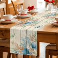 thumbnail image 5 of Beige Beach Coastal Cotton Linen Table Runner for Dining Kitchen, Summer Nautical Coral Shell Botanical Vintage Wedding Outdoor Party Tablerunners, Dresser Scarf Tablecloth Runners 13x36 Inches, 5 of 9