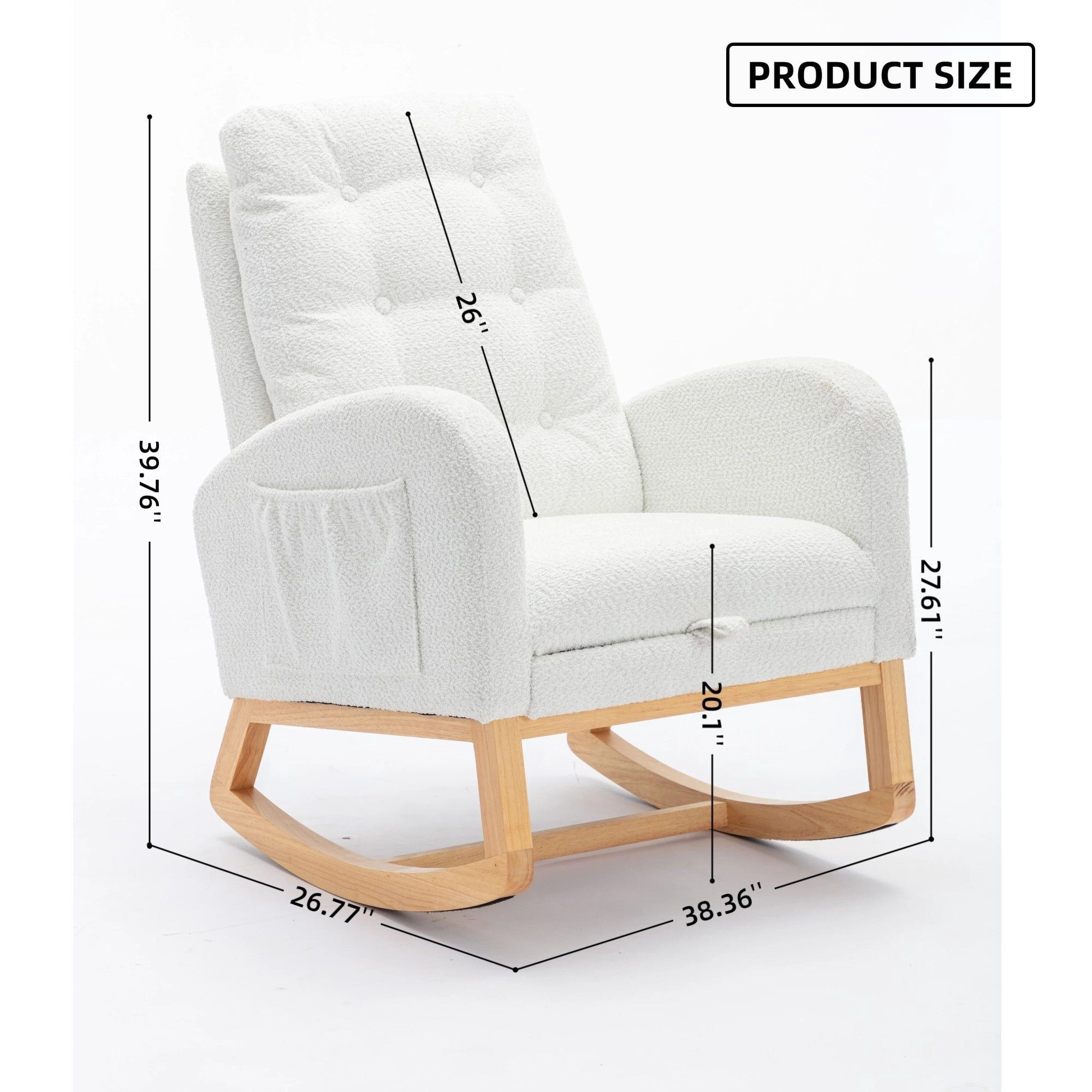 Sailvan Upholstered High Back Accent Rocking Chair with Footrest & Storage Pocket for Living Room