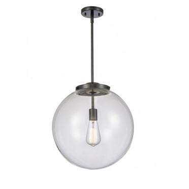 221-1S-BK-G202-16-Innovations Lighting-Beacon - 1 Light Pendant In Industrial Style-17 Inches Tall and 16 Inches Wide-Matte Black Finish-Clear Glass