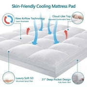 INGALIK Plush Soft Mattress Topper, Queen, 400TC Extra Thick Breathable Pad, Cooling Technology, Pressure Relief, 8-21 Deep Elastic Pocket, White