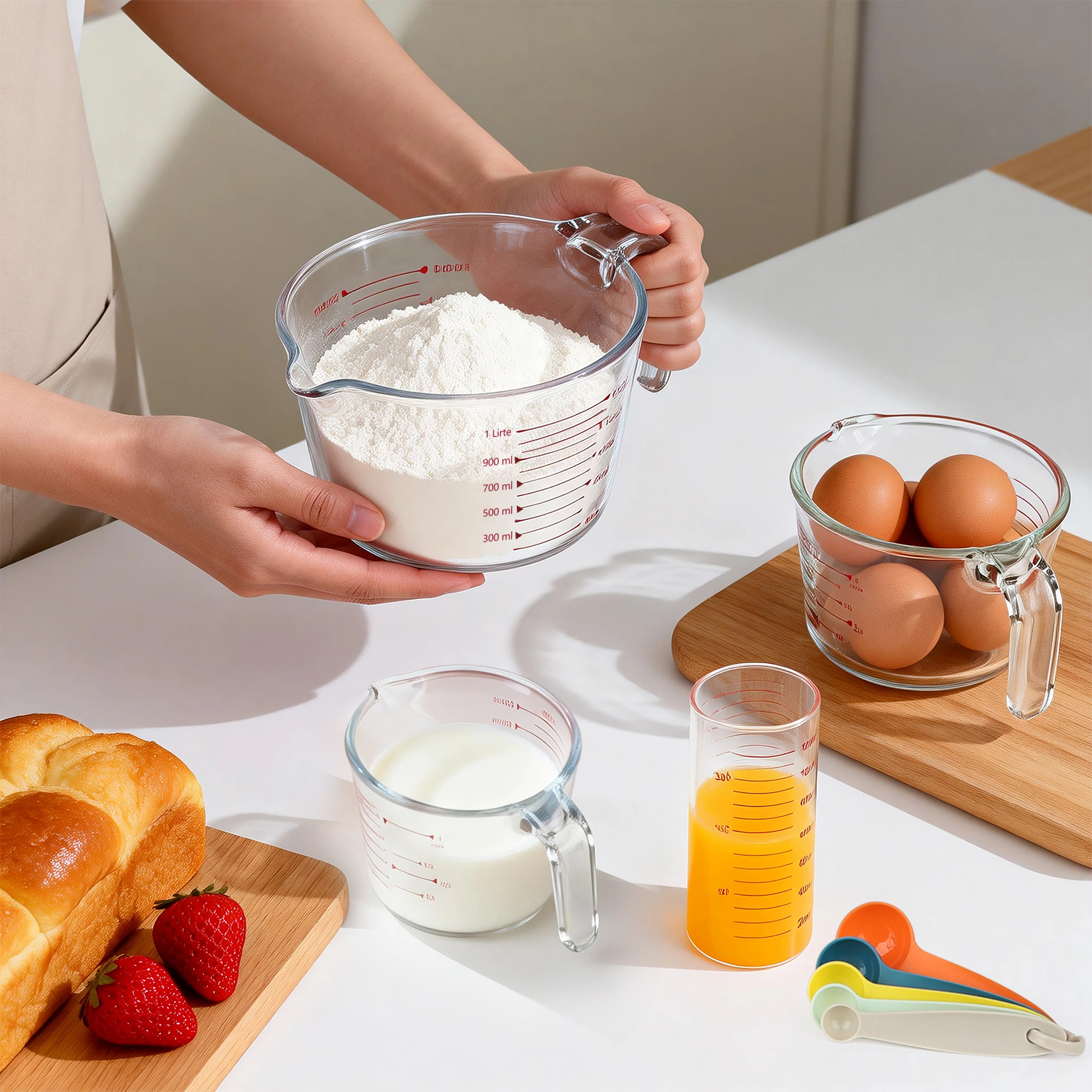 TAIMASI 9-Piece Glass Measuring Cups and Spoons Set photo 7