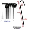 thumbnail image 2 of Urbalabs 12 inch Black Ground Anchor Rebar Stakes Anti Rust Heavy Duty J Hook Steel Metal Ground Anchors 3/8 inch 12 pk, 2 of 7