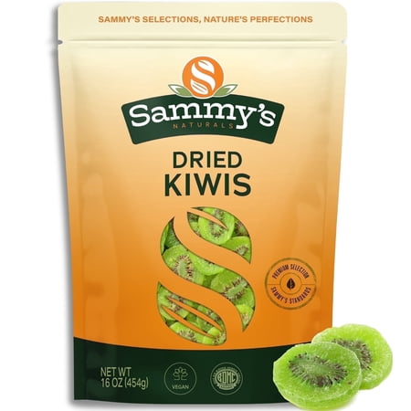 Sammys Naturals Dried Kiwi Slices, Sweetened & Chewy Dehydrated Kiwi Fruit Snack, Kosher (16oz - 1 lb)